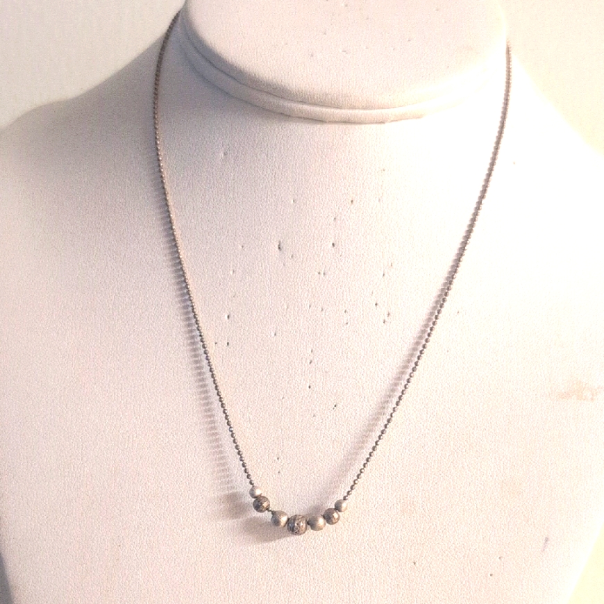 Vtg 925 Fine Beaded Necklace Italy